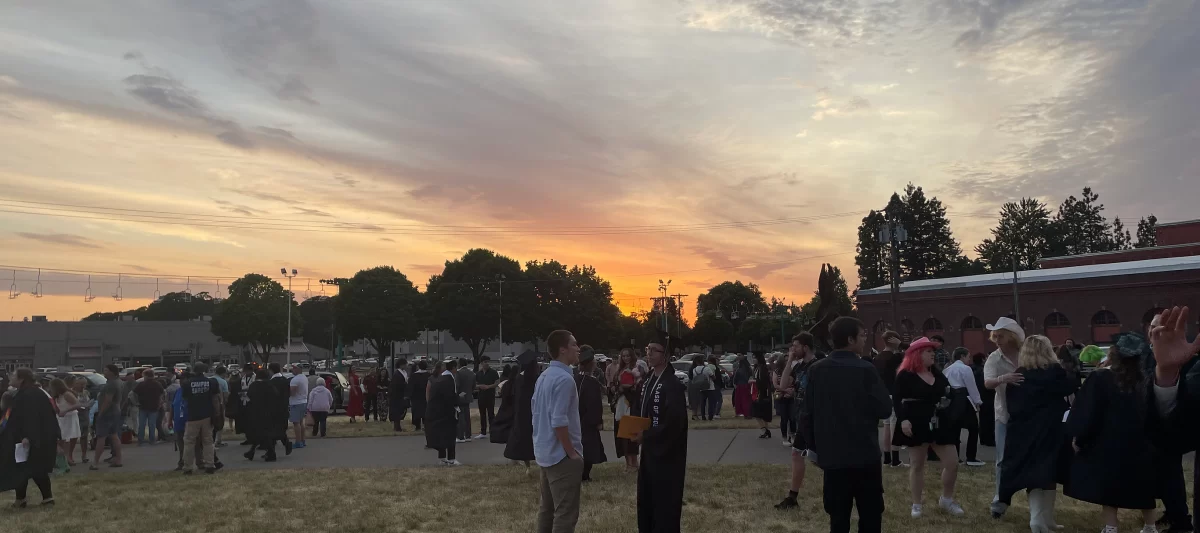 Seniors greet their families after graduation