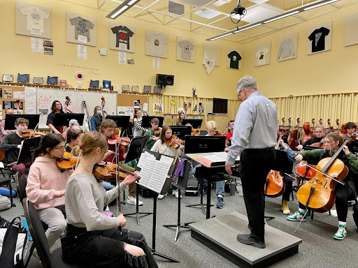 Chamber Orchestra in Session preparing for Winter at West, Monday, October 23, 2023, at 
West Salem High School, OR
